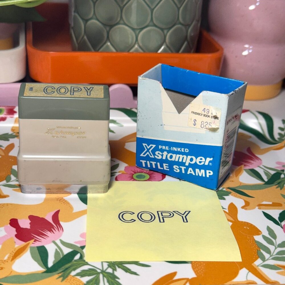 Shachihata XSTAMPER "COPY" Pre-Inked Rubber Stamp, Blue Ink, Vintage 1990s